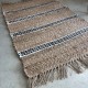  Tapis rectangle jute frangé rayure noires