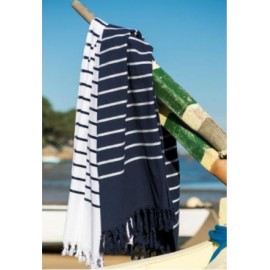 Serviette de bain éponge et coton frangée
