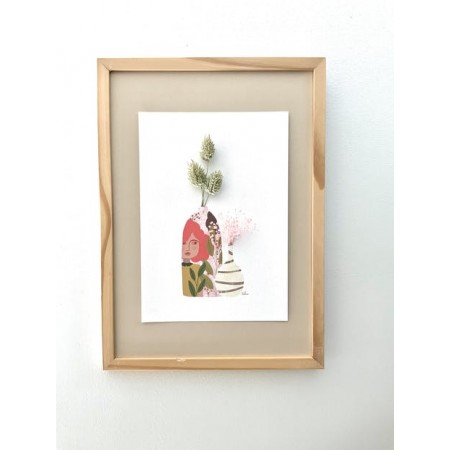 Affichettes illustrées "Duo de céramiques" et bouquet de fleurs séchées