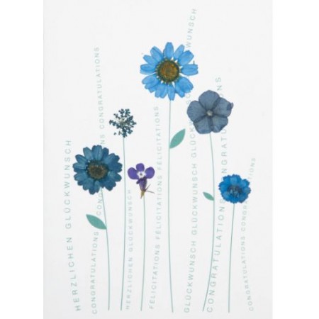 Carte Félicitations Fleurs Bleues