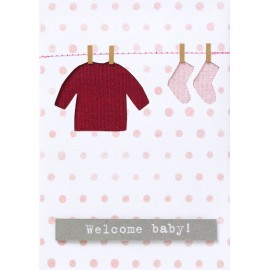 Carte de naissance "Welcome Baby" Rose