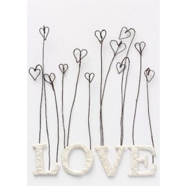 Carte "Love" coeurs en fil de fer