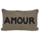 Coussin Bouclette kaki brodé AMOUR