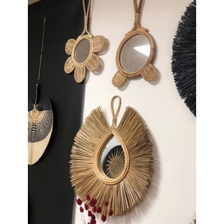 Miroir Fleurs Bambou naturel