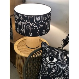 Lampe de salon jute & lin Noir Naturel - Madam Stoltz