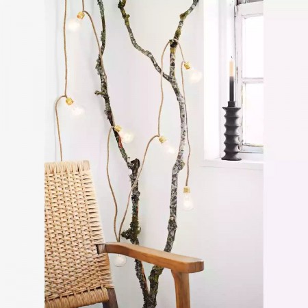 Guirlande lumineuse Ampoules filaments Etoiles Corde Jute