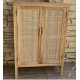 armoire teck et cannage 2 portes