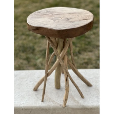 Table d'appoint en bois teck massif pied branche