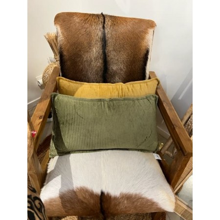 Coussin velours frangé moutarde