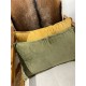 Coussin velours frangé moutarde