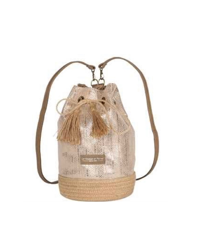 Sac dos t en toile iris e et jute L28xD20xH30 le voyage en panier