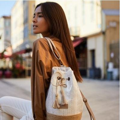 Sac dos t en toile iris e et jute L28xD20xH30 le voyage en panier