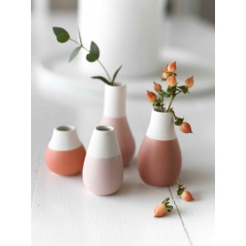 Coffret de 4 Mini vases soliflore pastel bicolore rose ou taupe