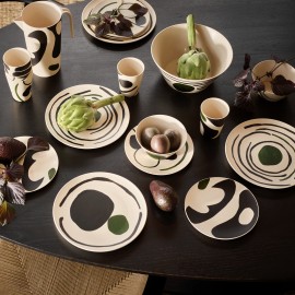 Grandes Assiettes de service en Bambou vert & bleu