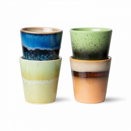 Lot de 4 tasses en céramique colorées 