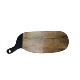 Planche à découper rectangle en bois de manguier gravé poignée lien cuir
