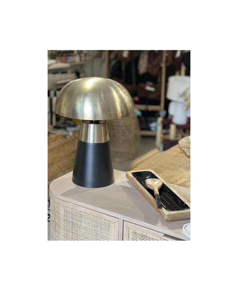 Lampe de table champignon noir et or