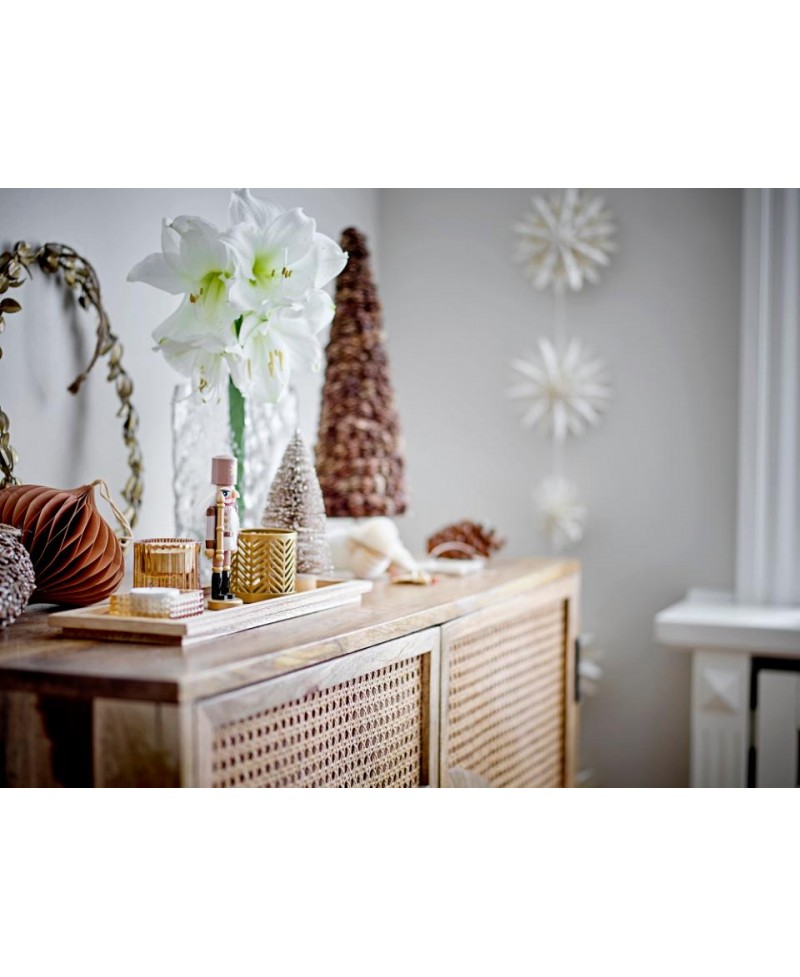 Plateau en bois avec 4 photophores et déco de Noël 36,5 cm