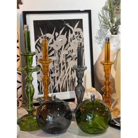 Trio de lampes à huile Sphère verre +1L huile