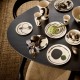Grandes Assiettes de service en Bambou vert & bleu
