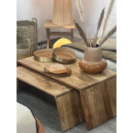 Set de 2 tables basses en bois d'acacia