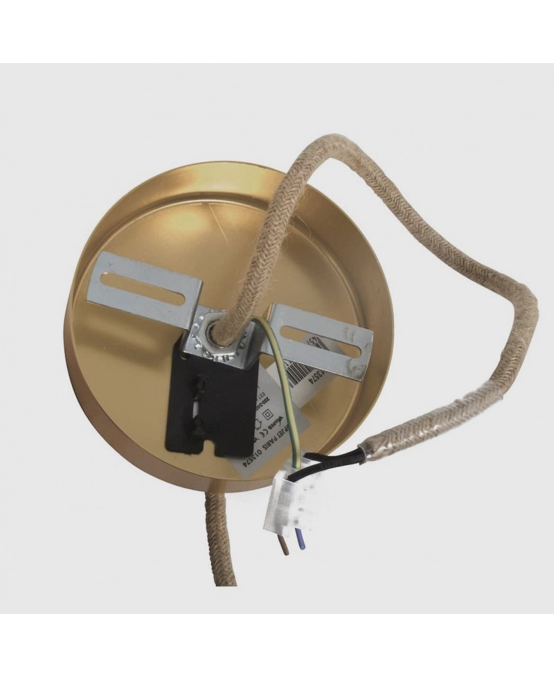 Cable électrique plafonnier corde et finition métal doré 110cm E27