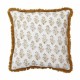 Coussin carré frangé gaze de coton Caramel