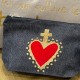 Trousse en Jean motifs coeurs ou J'adore paillettes